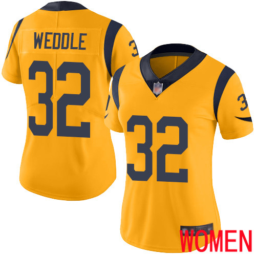 Los Angeles Rams Limited Gold Women Eric Weddle Jersey NFL Football #32 Rush Vapor Untouchable